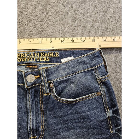 American Eagle Jeans Mens Size 26x28 (27x27) Dark Wash Fade Active Flex Athletic - Picture 7 of 10